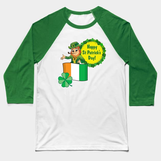 Saint Patricks Day Leprechaun T Shirt for proud Irish Shamrock Baseball T-Shirt by gdimido